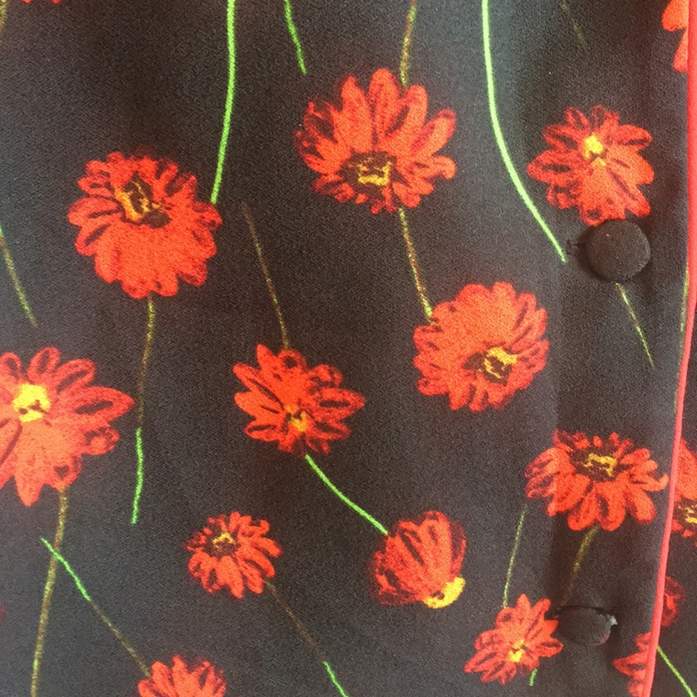 H&M Navy and Red Floral PJ Style Button Up Blouse - Picture 4 of 5